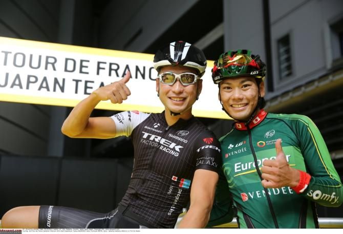 Fumiyuki Beppu and Yukiya Arashiro at the Saitama Criterium.