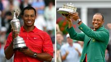 Montage of two Tiger Woods trophy images