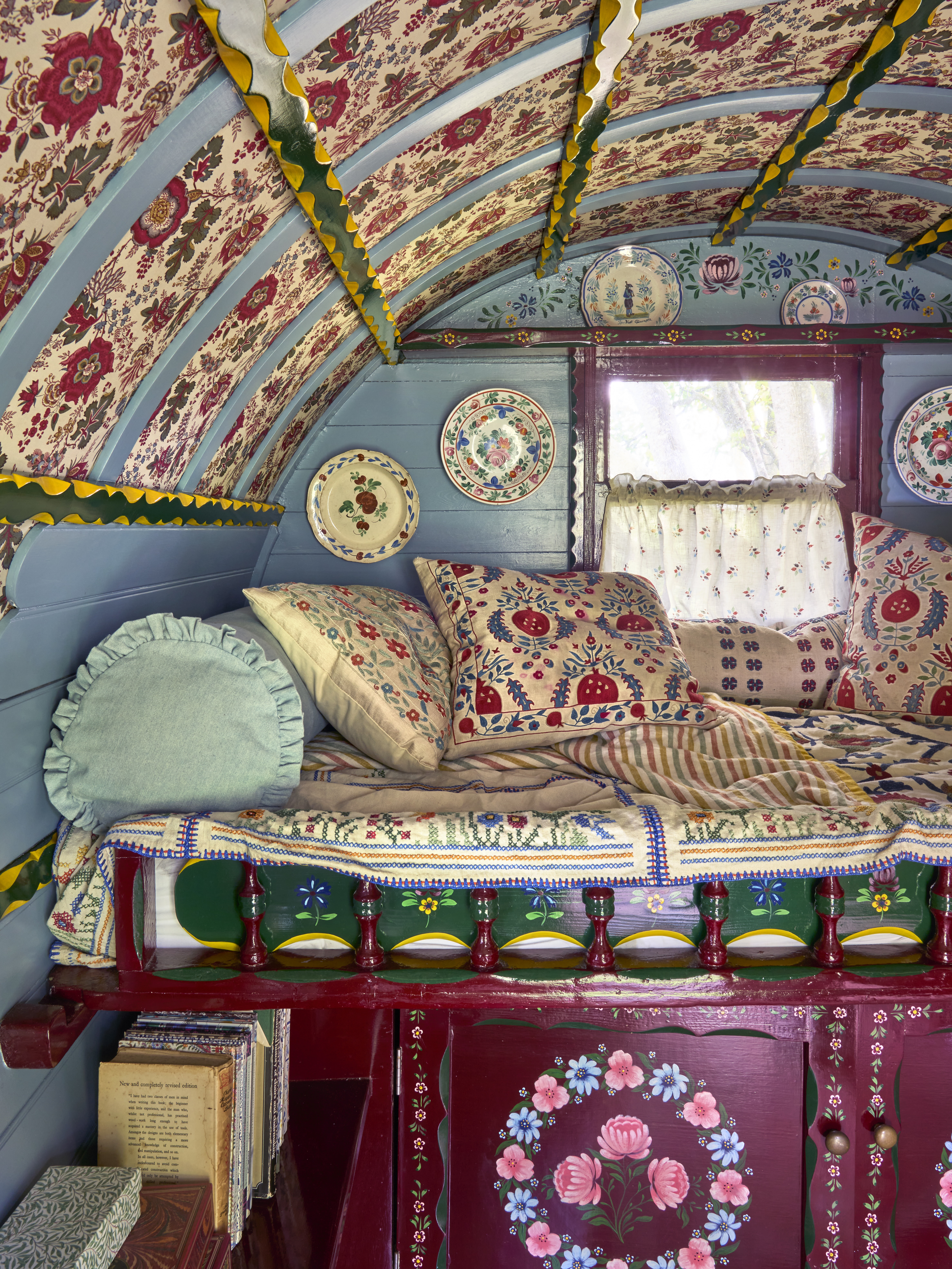 Old wagons decorated in ditsy florals and prints