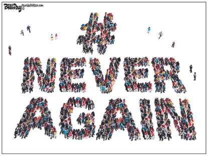 Political cartoon U.S. Parkland students March For Our Lives gun control Never Again
