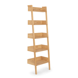 narrow oak ladder bookshelf