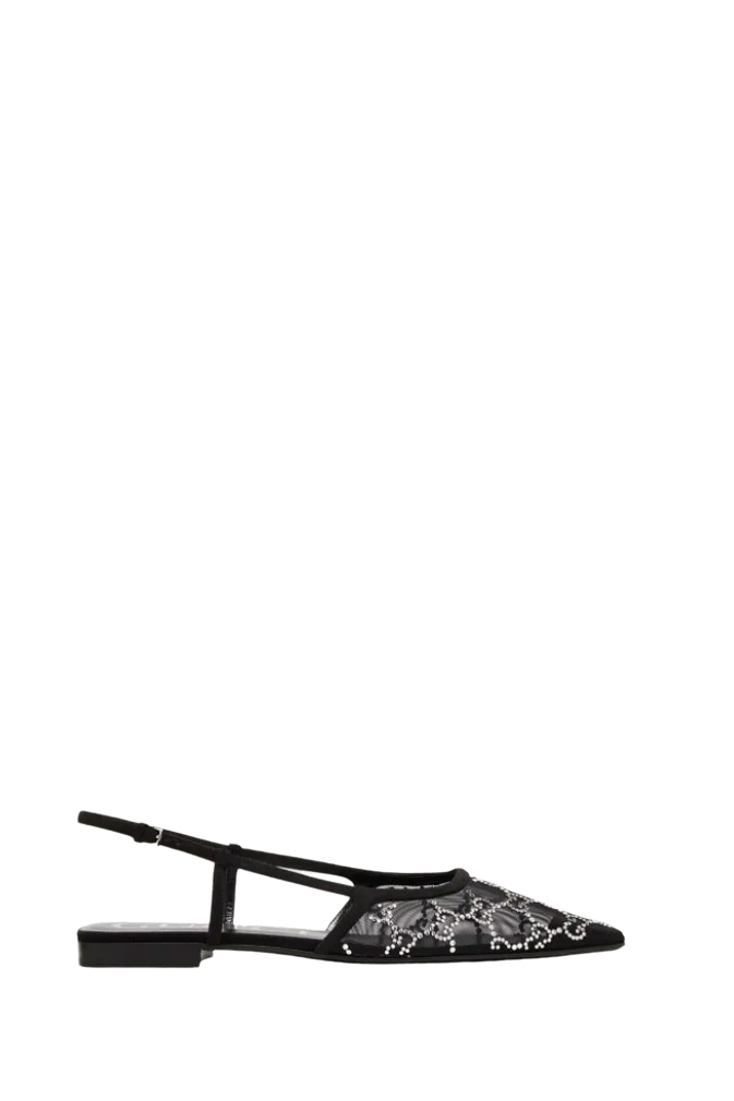 Demi Crystal Gg Slingback Ballerina Flats