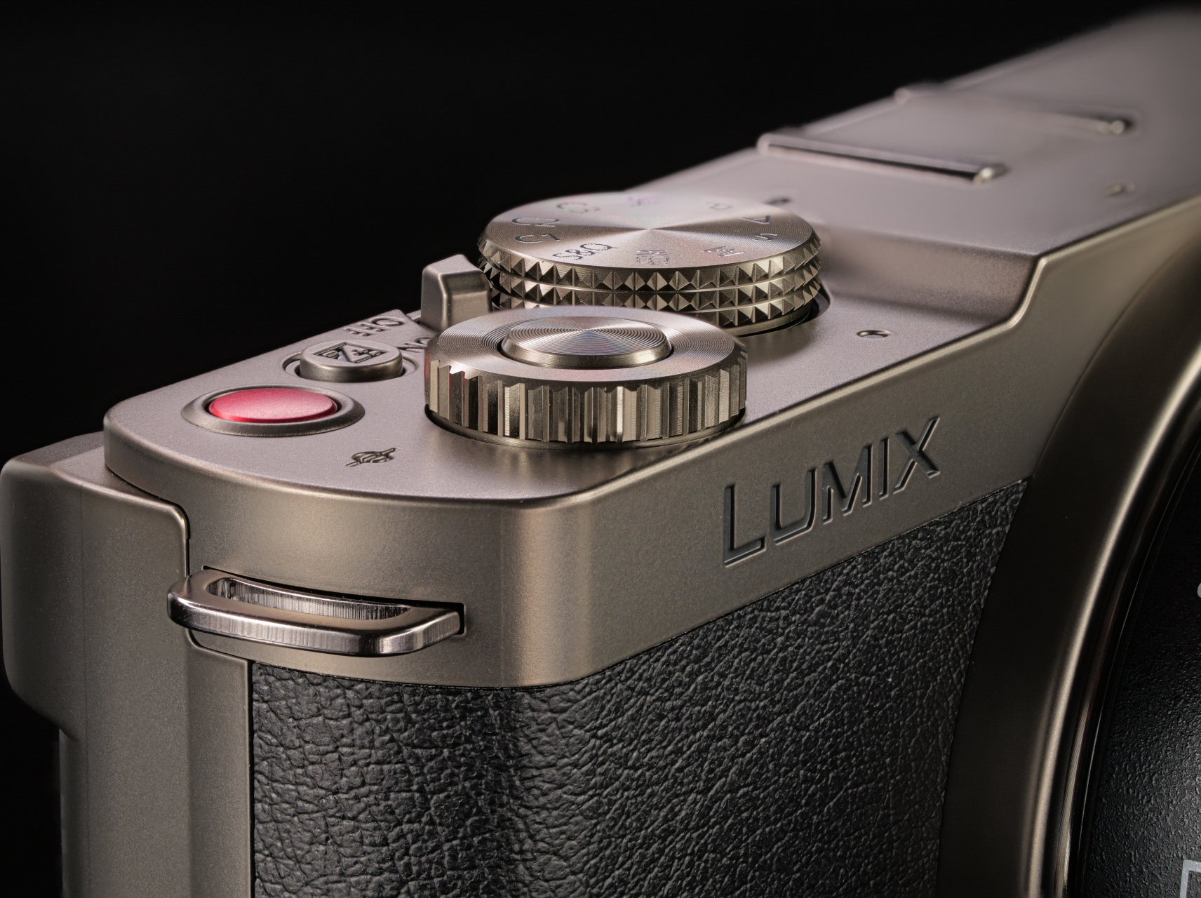 The Panasonic Lumix S9 Titanium Black camera on a black surface