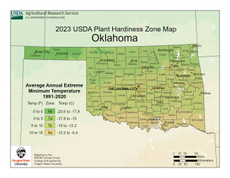 USDA Plant Hardiness Zone Map for Oklahoma