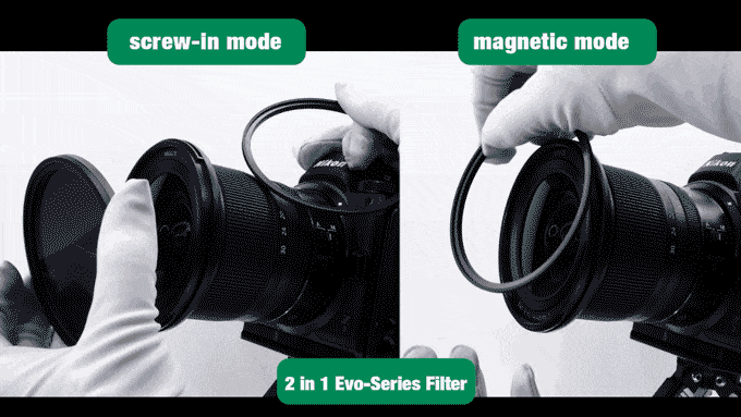 A gif of someone changing a camera lens filter