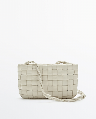 Massimo Dutti Woven Leather Clutch-Style Handbag