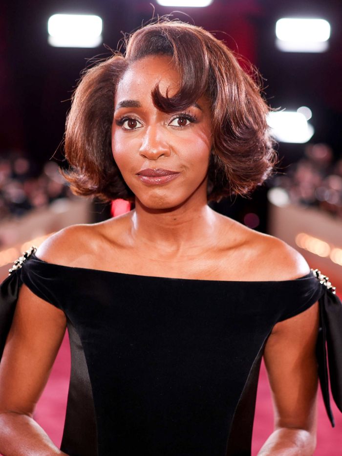 Ayo Edebiri at the 83rd Annual Golden Globes held at The Beverly Hilton on January 11, 2026 in Beverly Hills, California with a voluminous bob hairstyle