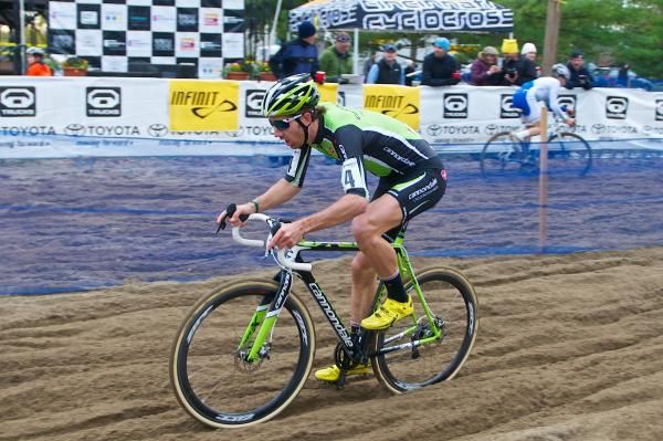 Jamey Driscoll flies through the sand in Harbin Park
