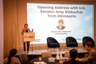 Amy Klobuchar speaks at The Business of TV News in Washington, D.C. on May 2. Photo for Future B2B by Marc Robert Jeanniton.