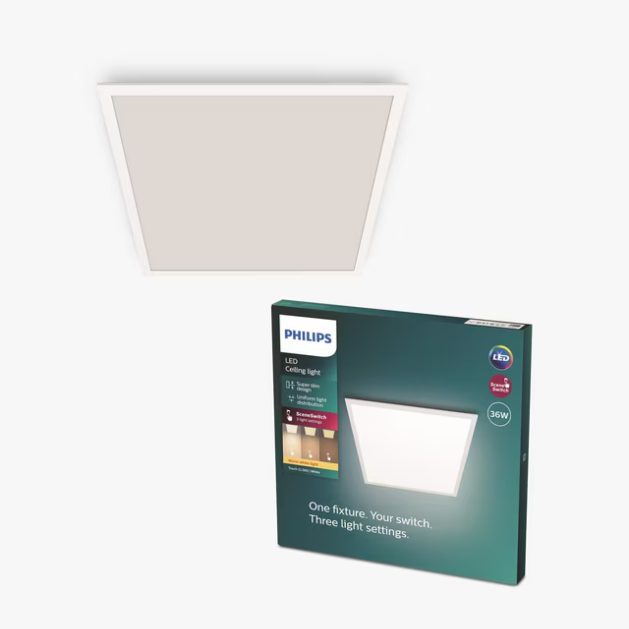 Philips, SceneSwitch Touch CL560 LED 36W Square Ceiling Light, White