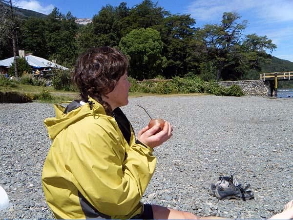 Rebecca Rusch was greeted at the finish line with a warm cup of traditional Mate (mah tay) and another stunning view.