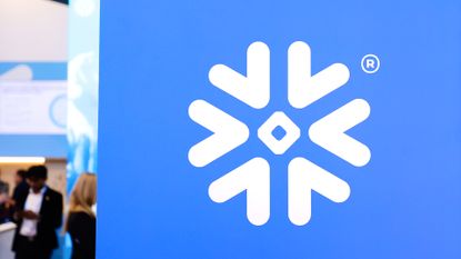 The Snowflake logo displayed on their pavilion at the Mobile World Congress 2024 in Barcelona, Spain, on February 28, 2024.