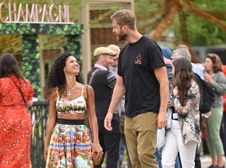 Vick Hope and Calvin Harris attend the Chelsea Flower Show on May 23, 2022 in London, England