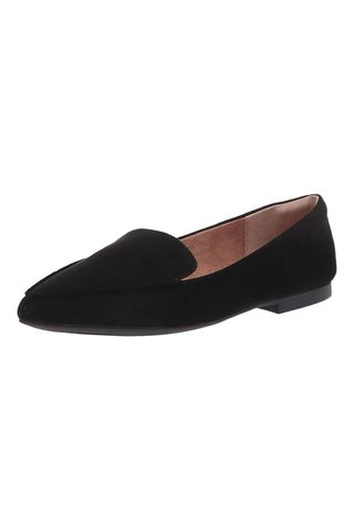 Amazon Essentials Women's Loafer Flat, Black Microsuede, 12 Wide