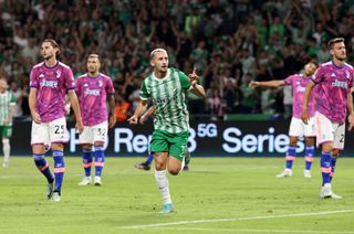 Omer Atzili celebrates after scoring for Maccabi Haifa against Juventus in the 2022/23 Champions League group stage