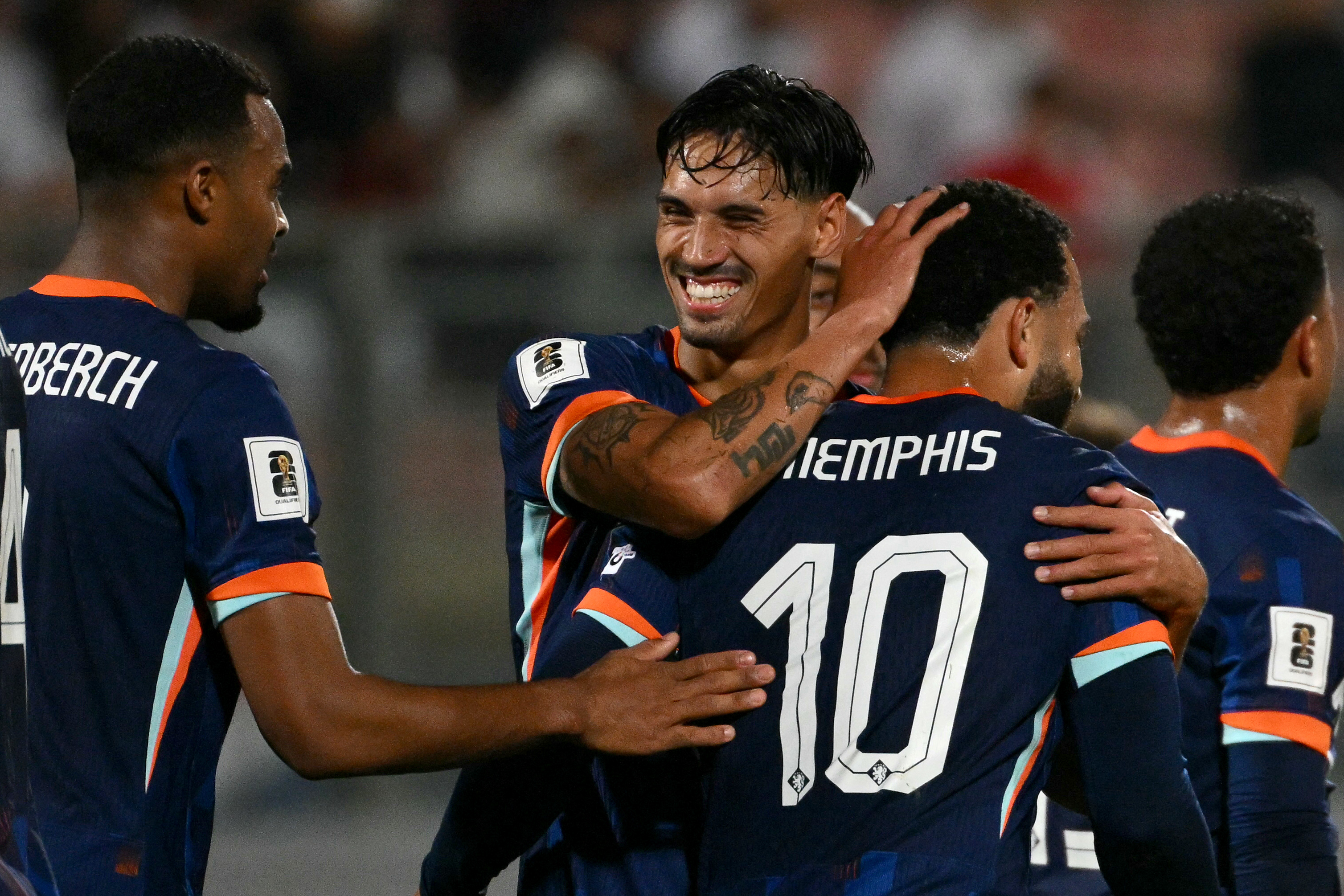 Netherlands midfielder Tijani Reijnders celebrates during his nation's victory over Malta