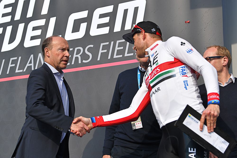 Alexander Kristoff on the Gent-Wevelgem podium