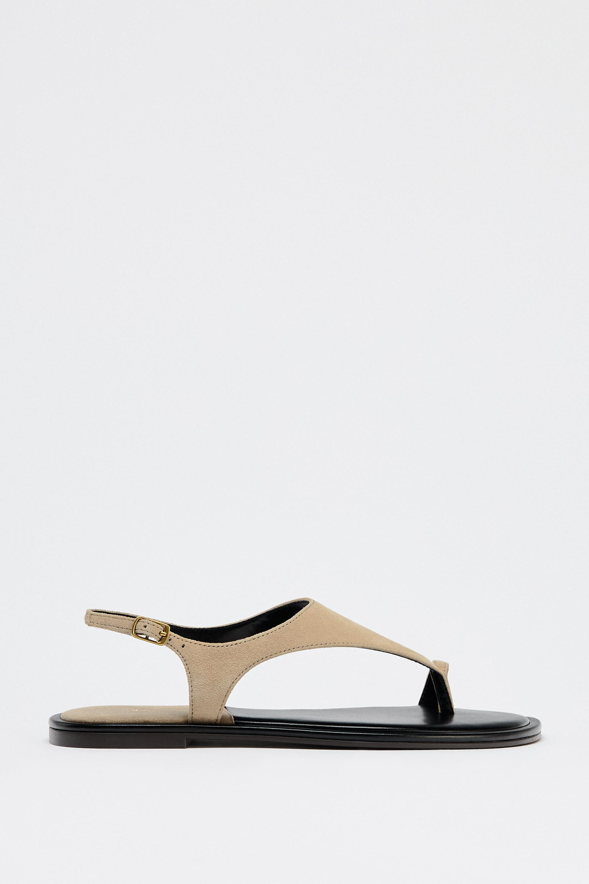 Suede Toe-Loop Sandals