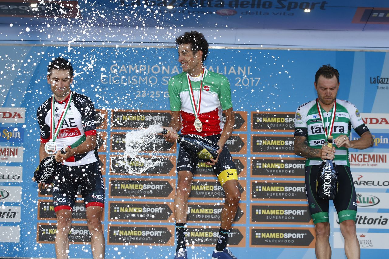 Podium celebrations at Italian nationals