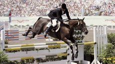 Mark Todd riding his event horse Charisma at Los Angeles Olympics