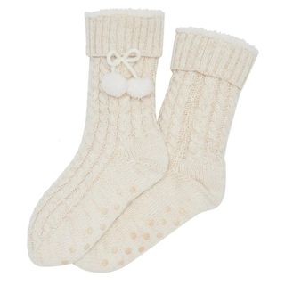 self care gifts cream cable knit socks