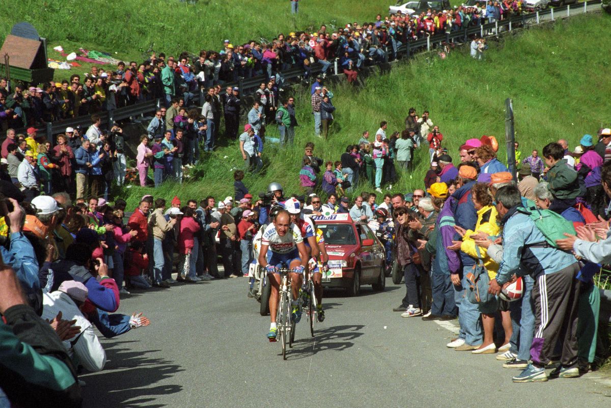 Pantani comes to the front as the final climb begins