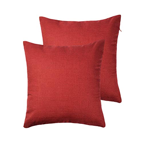 Rainroad Red Decorative Throw Pillow Cover for Sofa Couch Bedroom Car Cotton Linen Pillow Case Cushion Cover Set of 2,18x18inch 45cm X 45cm (red)