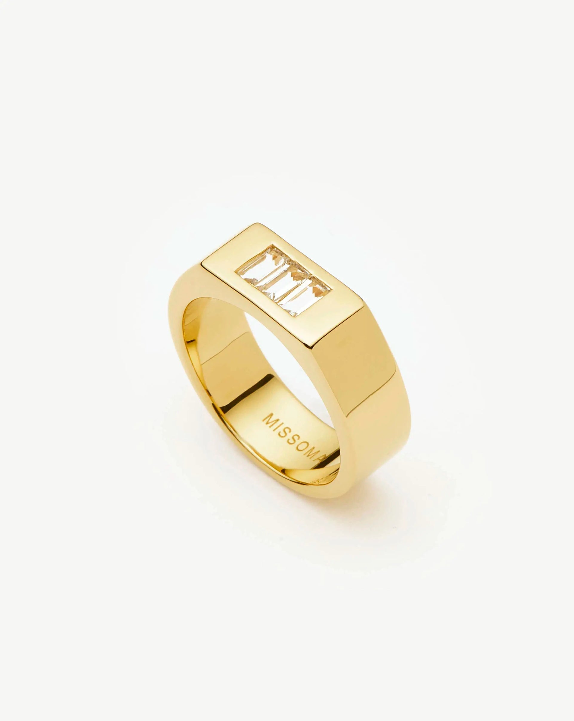 Lucy Williams Triple Stone Chunky Ring | 18ct Gold Plated - 18ct Gold Plated / J