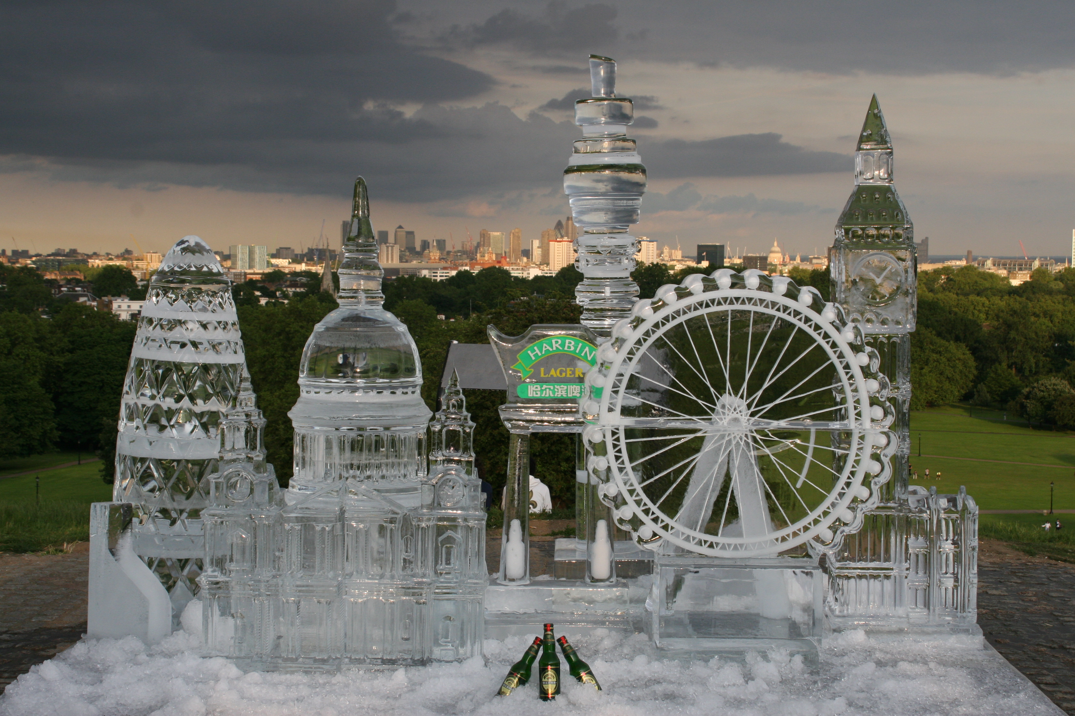 Ice sculpture of the London skyline