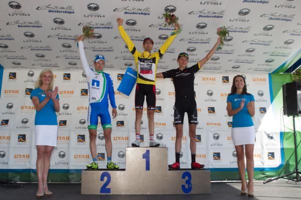 Top three for stage 5 (L-R): Leopold Koenig (NetApp), Johann Tschopp (BMC), Joseph Dombrowski (Bontrager Livestrong)