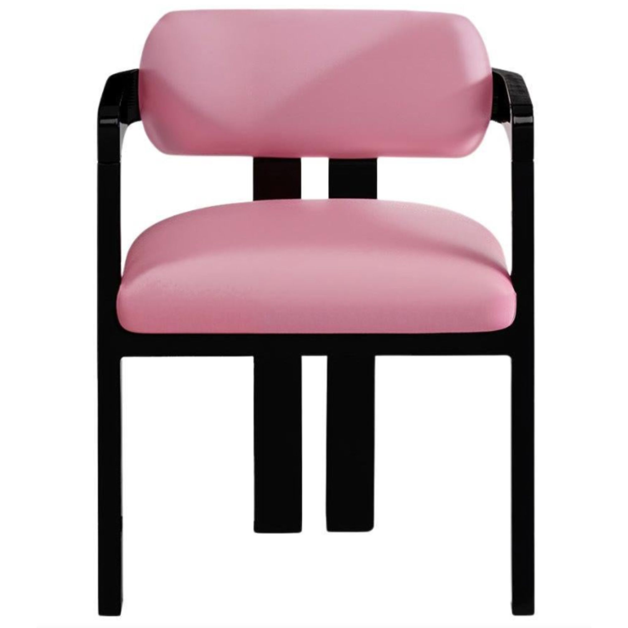 Memphis Sculptural in Pink Velvet &amp;amp; Black Legs Dining Chair V&amp;eacute;rtigo