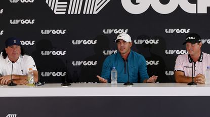 Patrick Reed and Pat Perez at LIV Golf press conference in Portland