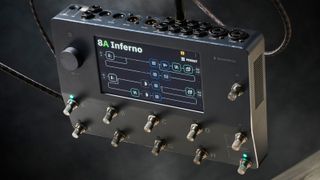 Neural DSP Quad Cortex floating with smoke in the background
