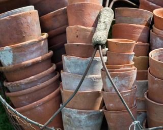 terracotta pots ready for storing