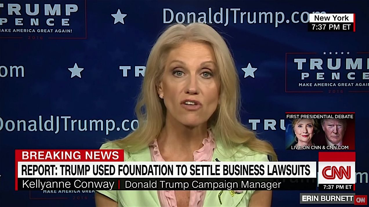 Trump campaign manager Kellyanne Conway talks about Trump Foundation self-dealing