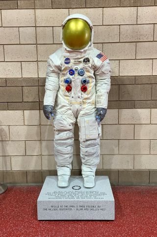 The Apollo at the Park statues were created using data collected from a 3-D scan of the real spacesuit Neil Armstrong wore on the Apollo 11 moon landing mission 50 years ago.