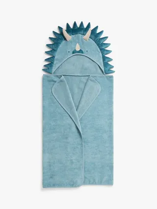 John Lewis Kids' Dino Hooded Towel, Blue/multi