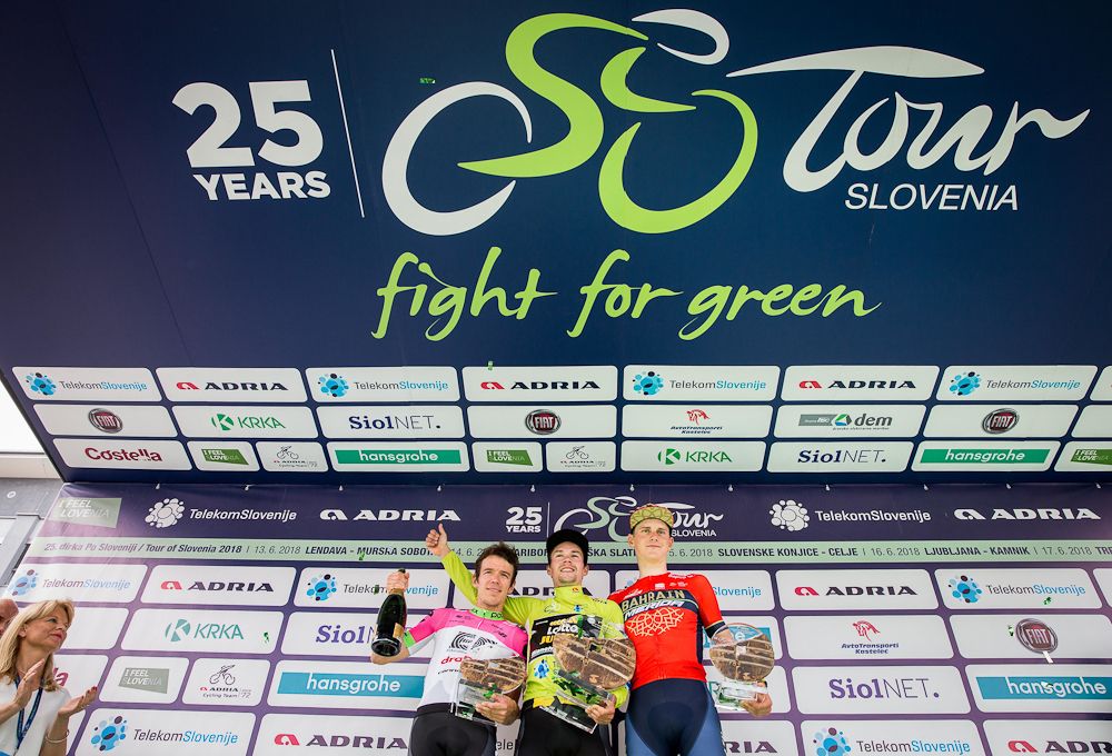Uran, Roglic and Mohoric on the tour de Slovenie podium