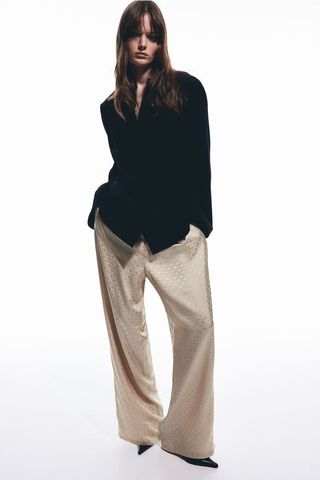 Wide-Leg Drawstring Pants