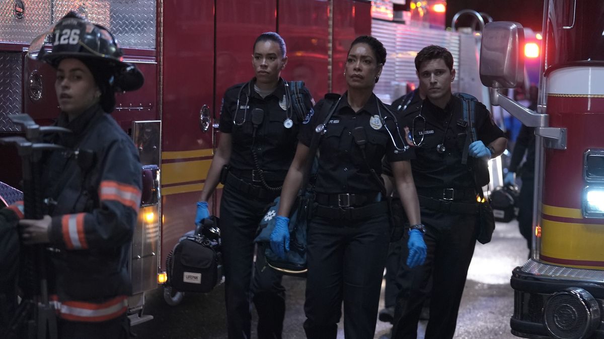 Brianna Baker, Gina Torres, and Ronen Rubenstein in 9-1-1: Lone Star