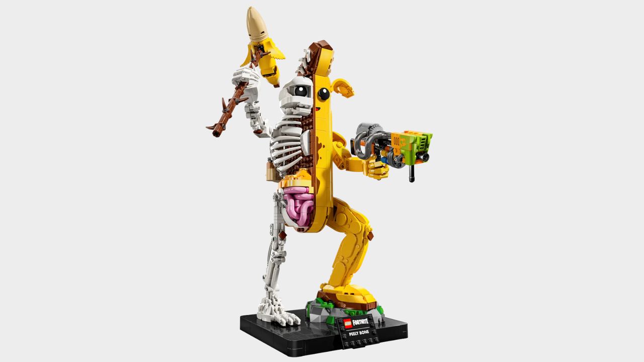 Lego Peely Bone set on a plain background