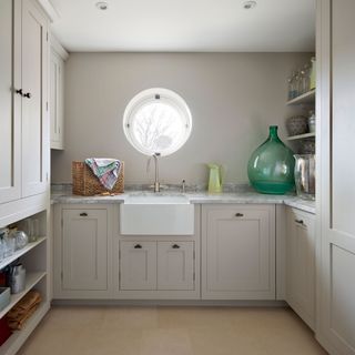 kitchen with white wall and white cabinet