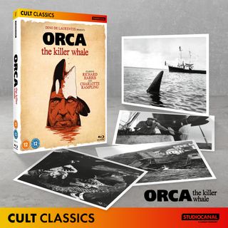 The Orca: The Killer Whale Blu-ray and the art cards that come with it.