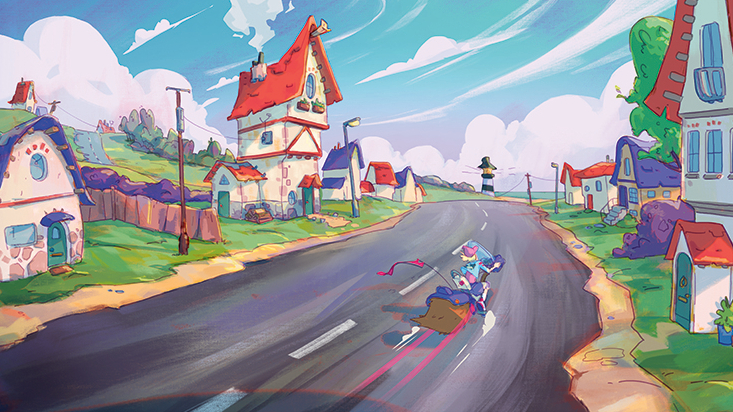 Level up your game art; a street with houses