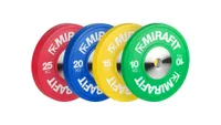 Mirafit Competition Olympic Bumper plates on white background