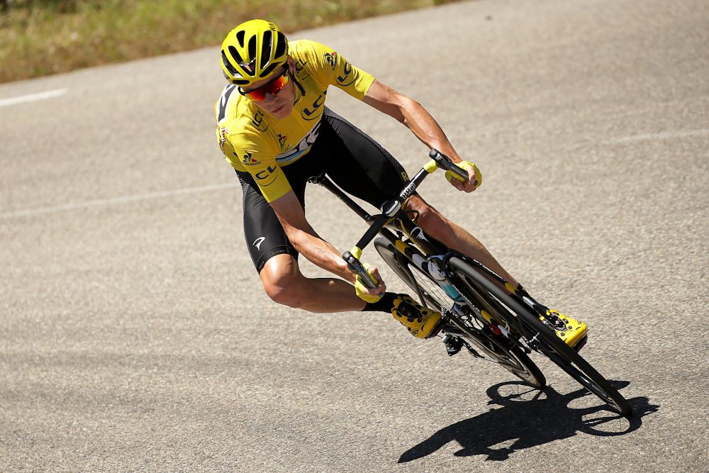 Chris Froome descends in the Pyrenees during the 2016 Tour de France.