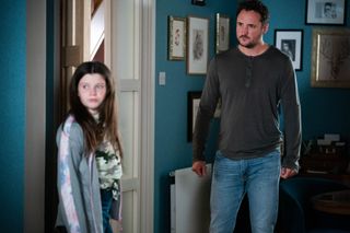 Martin Fowler questions Lily Slater in EastEnders