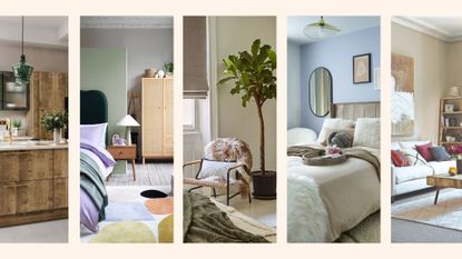 compilation image of five key interior design trends 2023