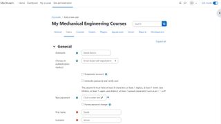 Screenshot of the Add new user page in Moodle