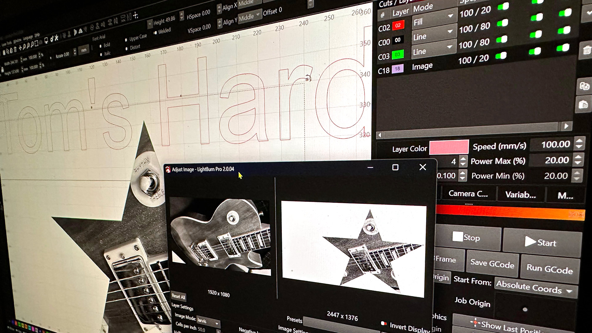 Laser software screenshot